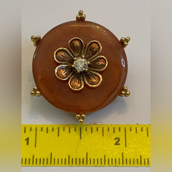 Vintage Joan Rivers Gold Brown Flower Clip-on Earrings - Picture 4 of 6
